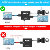 HDMI Audio Extractor Splitter,HDMI to 3.5mm Audio Adapter, 4K*2K@30HZ, 3D, 1080P Compatible for TV, PC, Sound System, Xbox, Switch, PS3, PS4, PS5