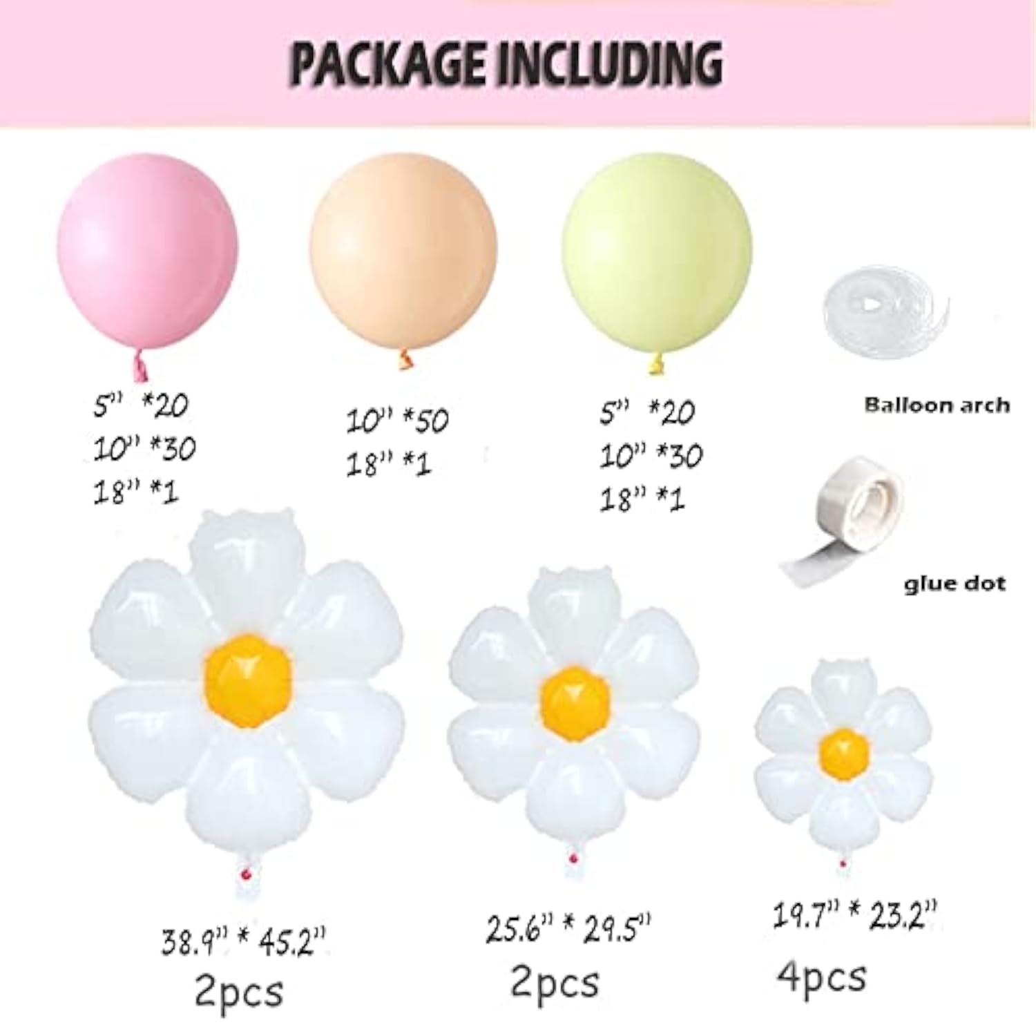 Daisy Balloon Garland Arch Kit Macaron Pink Yellow Orange Balloons Gar