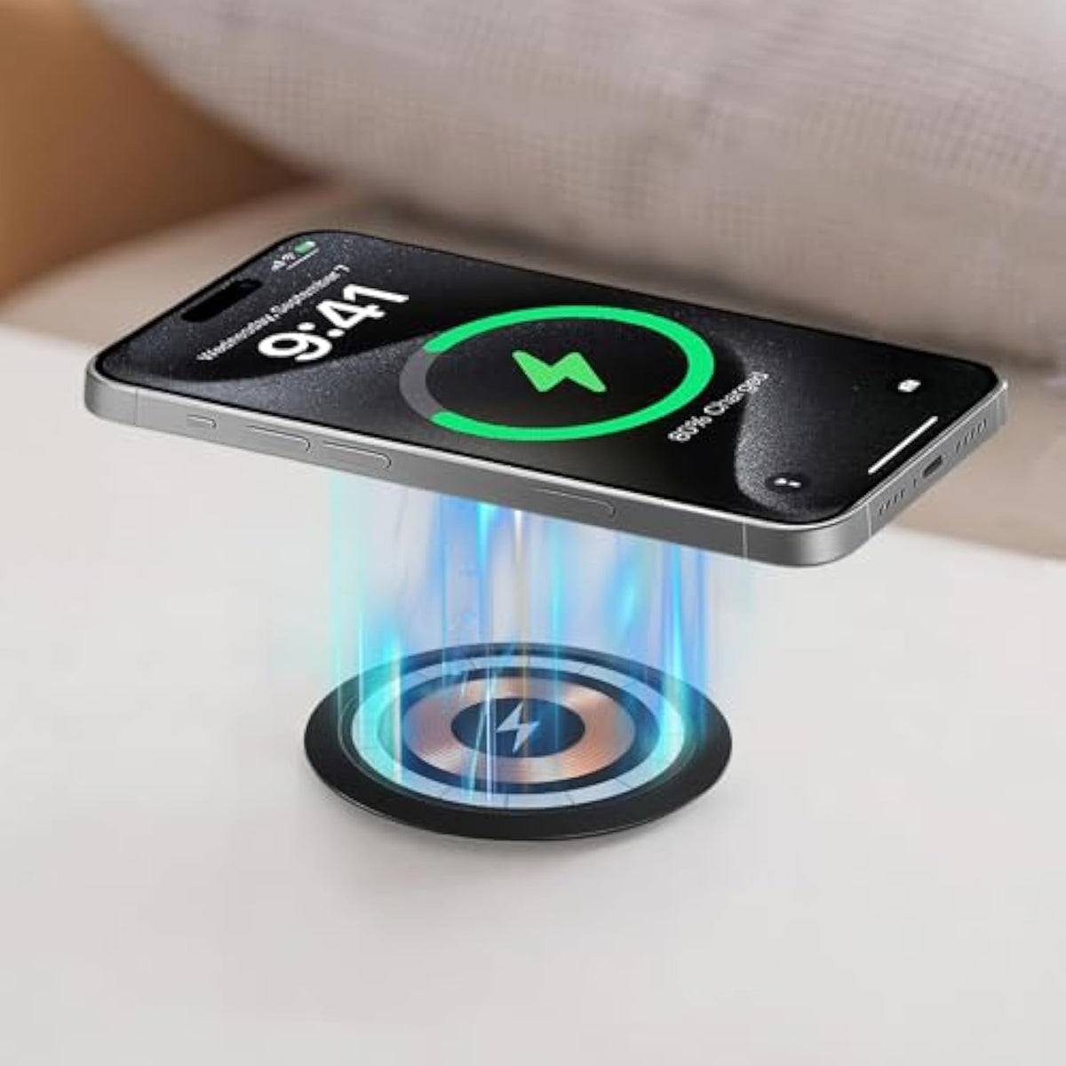 Desk Wireless Charger With Adapter, 15W Fast Embedded Charging Station For Iphone Iphone 16 Pro/Max/Plus/15/14/13/12, Furniture Mount Charging Pad For Samsung Galaxy S25 Ultra/Plus/S24/S23/S22/S21.