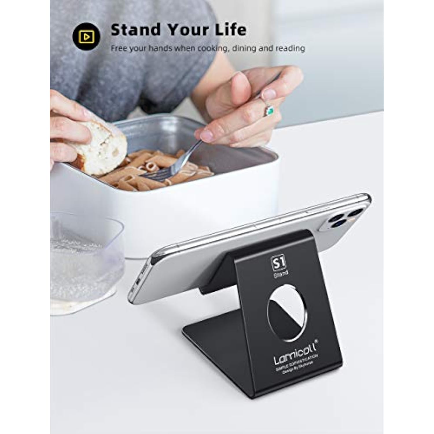 Cell Phone Stand, Phone Dock: Cradle, Holder, Stand For Office Desk Black