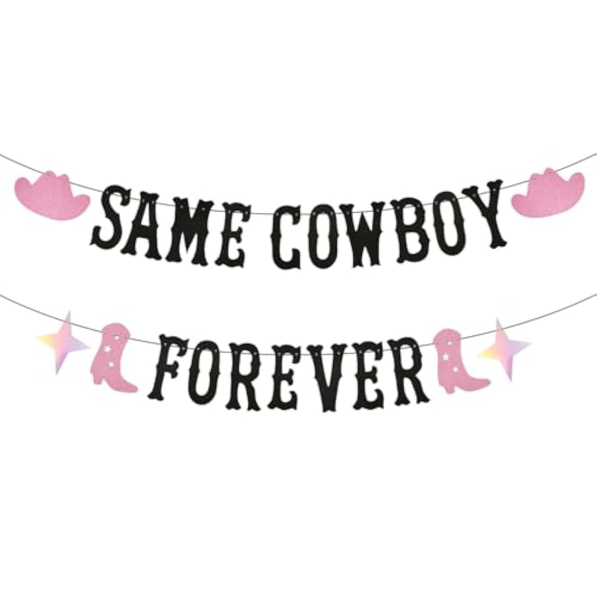 Same Cowboy Forever Banner Western Cowgirl Last Rodeo Party Decoration