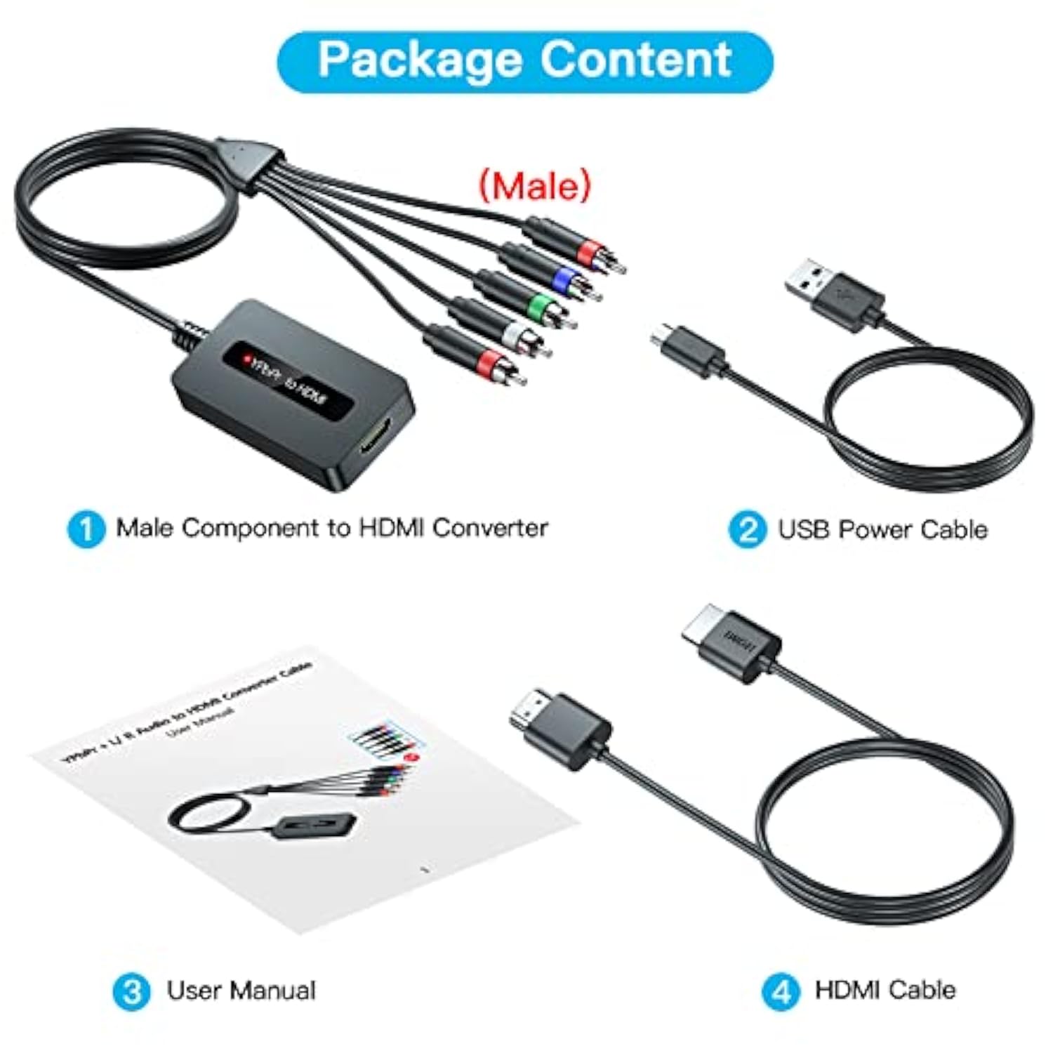 Male Component To Hdmi Converter Cable With Hdmi And Component Cables For Dvd/