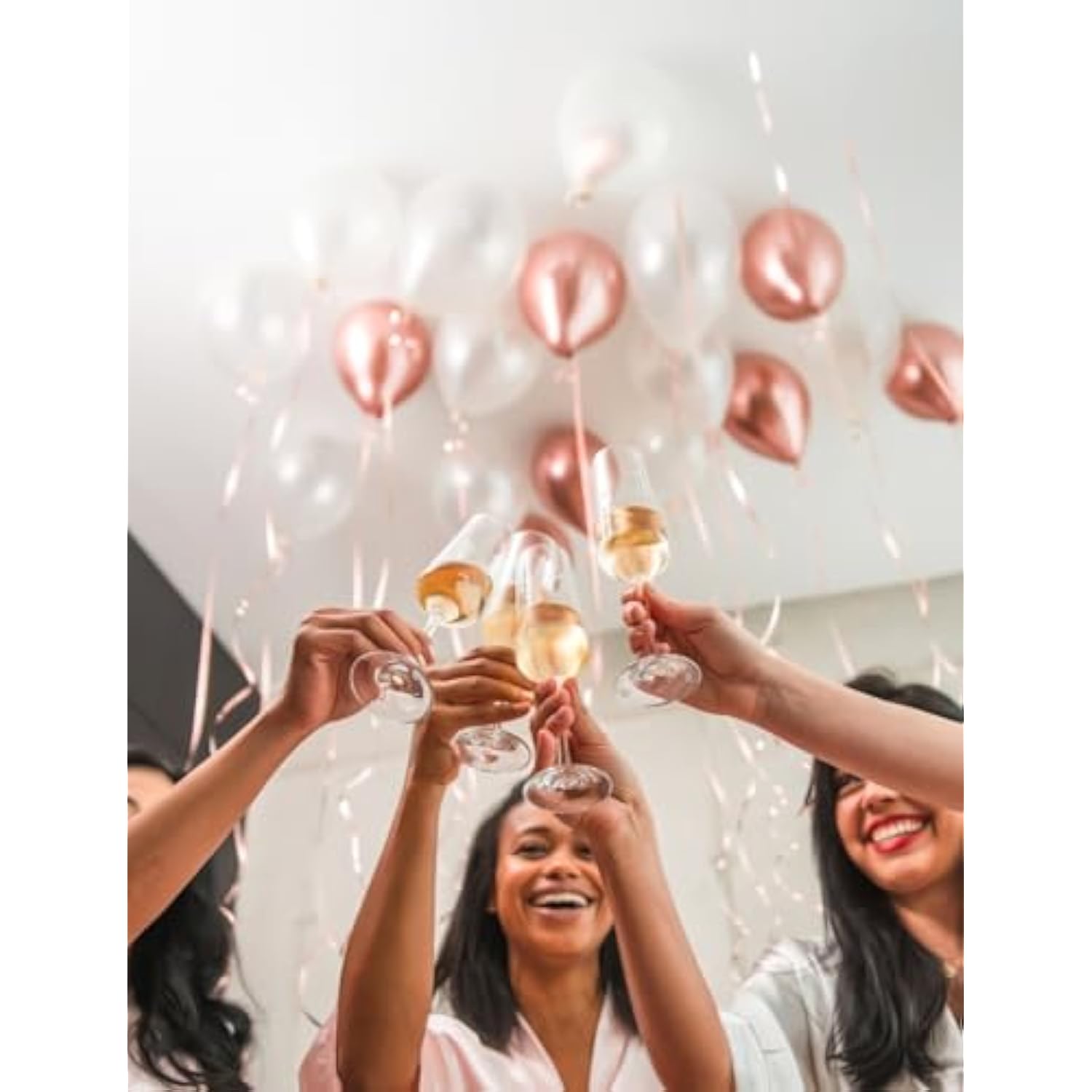 Rose Gold Balloon Garland Arch Kit, 18/12/10/5 In Multi-Size Metallic Rose Gold And White Balloons & Confetti Balloon, For Bridal Shower Balloons, Retirment Party Decor, Wedding Backdrop, Baby Shower