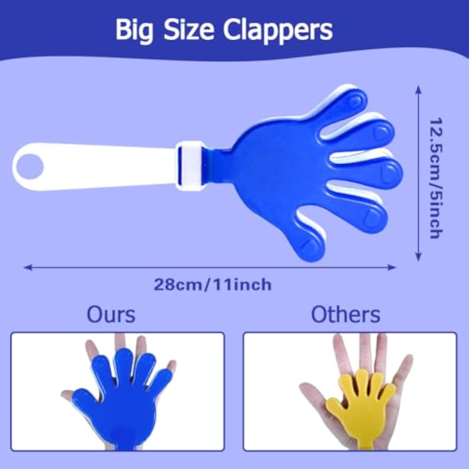 8pcs Hand Clappers Noisemakers Blue White for New Year Sports and Cheer