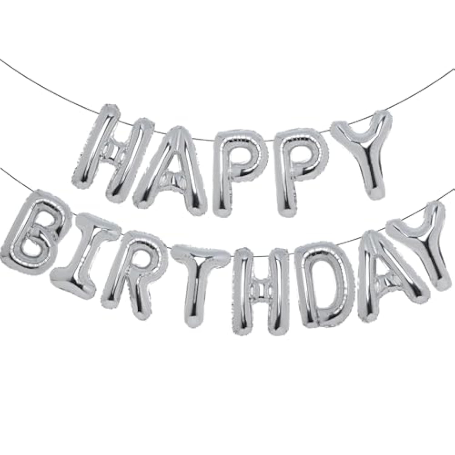 Silver Happy Birthday Balloon 16 Inch Mylar Foil Letters Balloons Happy Birthday Banner For Kids Child Adults Boys Girls Happy Birthday Sign Birthday Party Decorations Supplies