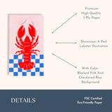 Decorative Lobster Paper Guest Towels, Red And Blue Checkered