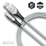 Titanium [Apple MFi Certified] 6FT Fast Charging Tangle Free Heavy Duty USB to Lightning Cable. Includes Sync+Charge & Aluminum Tips for Optimum Connectivity: Silver