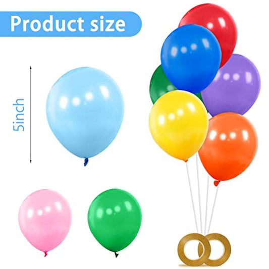 200Pcs Balloons 5 Inch Assorted Colors, Small Mini Rainbow Latex Balloons For Party Birthday Baby Shower Anniversary Festival Arch Garland Decoration