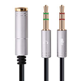 Headset Splitter Cable For Pc 3.5Mm Jack Headphones Adapter Convertors Forpc 3.5Mm Female With Headphone/Microphone Transform To 2 Dual 3.5Mm Male For Computer Y Splitter Audio(Silver)