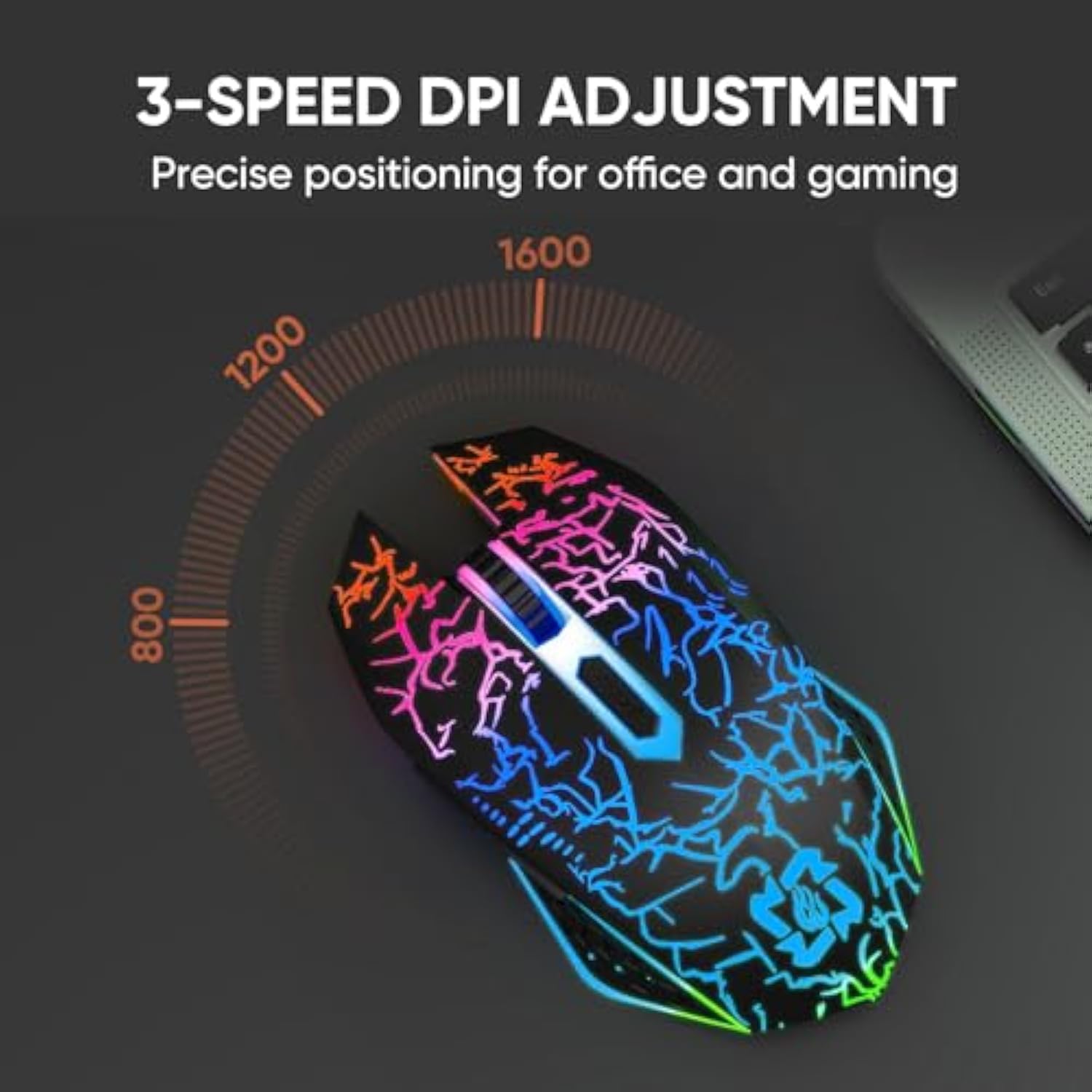 Bluetooth Wireless Gaming Mouse, 2.4G Cordless Rgb Rechargeable Pc Game Mouse, Black