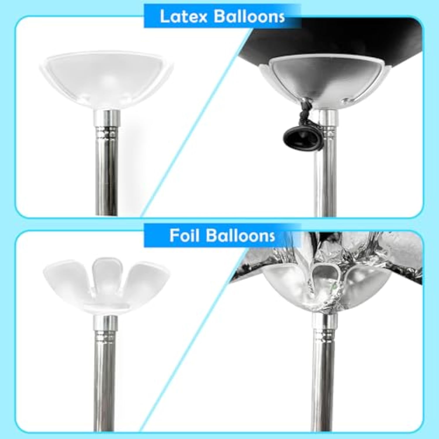 Telescoping Balloon Stand Set Of 2, 1.5Ft To 7Ft Free Adjustable Metal Balloon Column Stand For Party Decorations