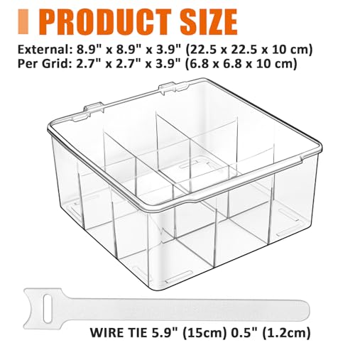 Charger And Cable Organizer Box With 10 Wire Ties, Adapter Storage Box, Plastic Charger Cable Cord Storage Organizer