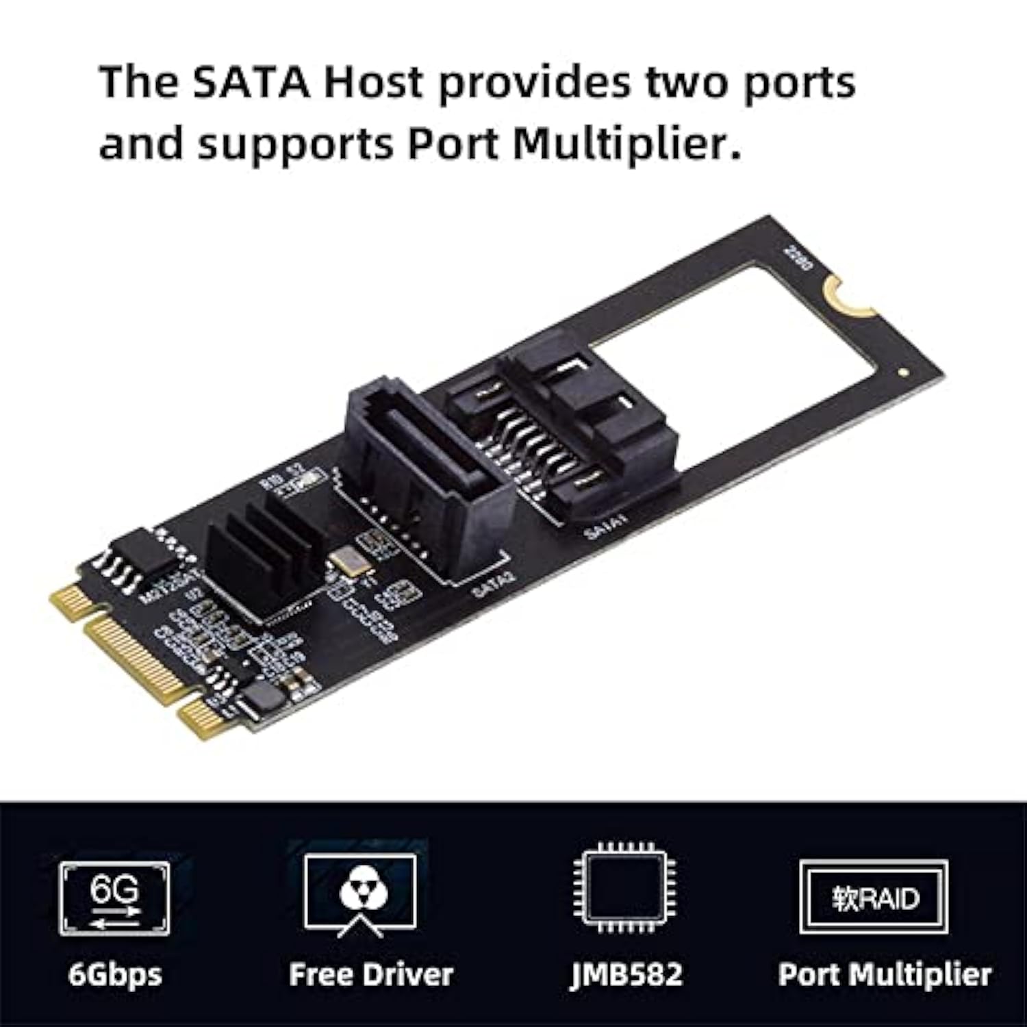 Ngff Key B+M Pci Express To Sata 3.0 6Gbps Dual Ports Vertical Horizontal Adap