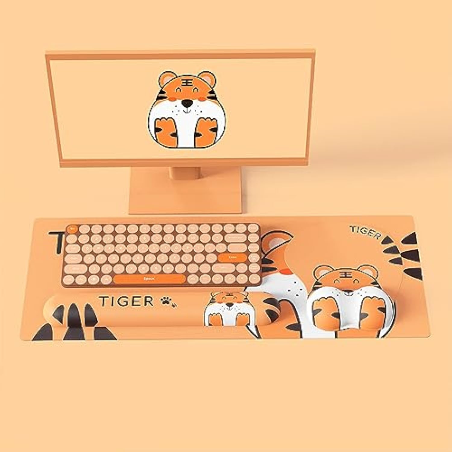 Cartoon Tiger Mouse Pad With Wrist Support, Non-Slip Base,Ergonomic Gaming Mouse Pad Pain Relief,Cute Mouse Mat For Computer, Laptop, Office, Home,Game