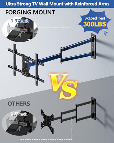 Long Arm Corner TV Wall Mount for 32-75 inch TVs,Single Stud Full Motion Articulating TV Mount Bracket with 33 Extension, Swivel Tilt, Max VESA