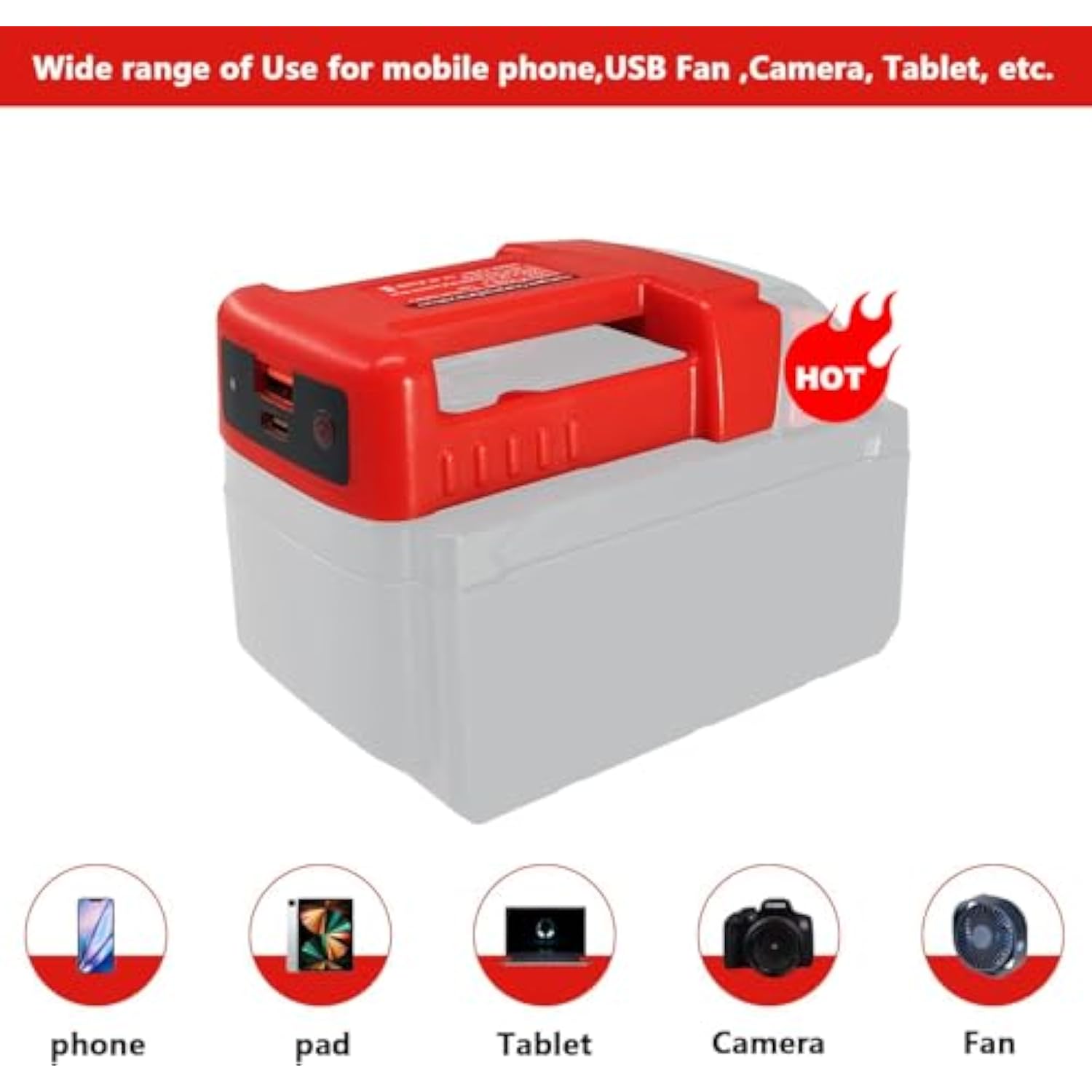 Usb Adapter For Milwaukee M18 18V Battery, 2Pcs Battery Holder For Milwaukee 48-11-1850 48-11-1852 48-11-1862 48-11-1860, With Usb And Type-C Fast Charging Power Wheel Adapter Charger