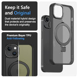 Magnetic For Iphone 14/Iphone 13 Case, Compatible With Magsafe With Magnetic Stand Ring Holder, Translucent Matte Back Tpu Bumper Military Grade Protective Case For Iphone 14/Iphone 13, Black