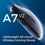 A7 V2 Ultra Wireless Gaming Mouse, Tri-Mode Connection, 59 Grams, Paw3950 Ti Custom 42K Dpi Sensor, Wired/Wireless Dual 8K Polling, 130 Hour Battery Life - White