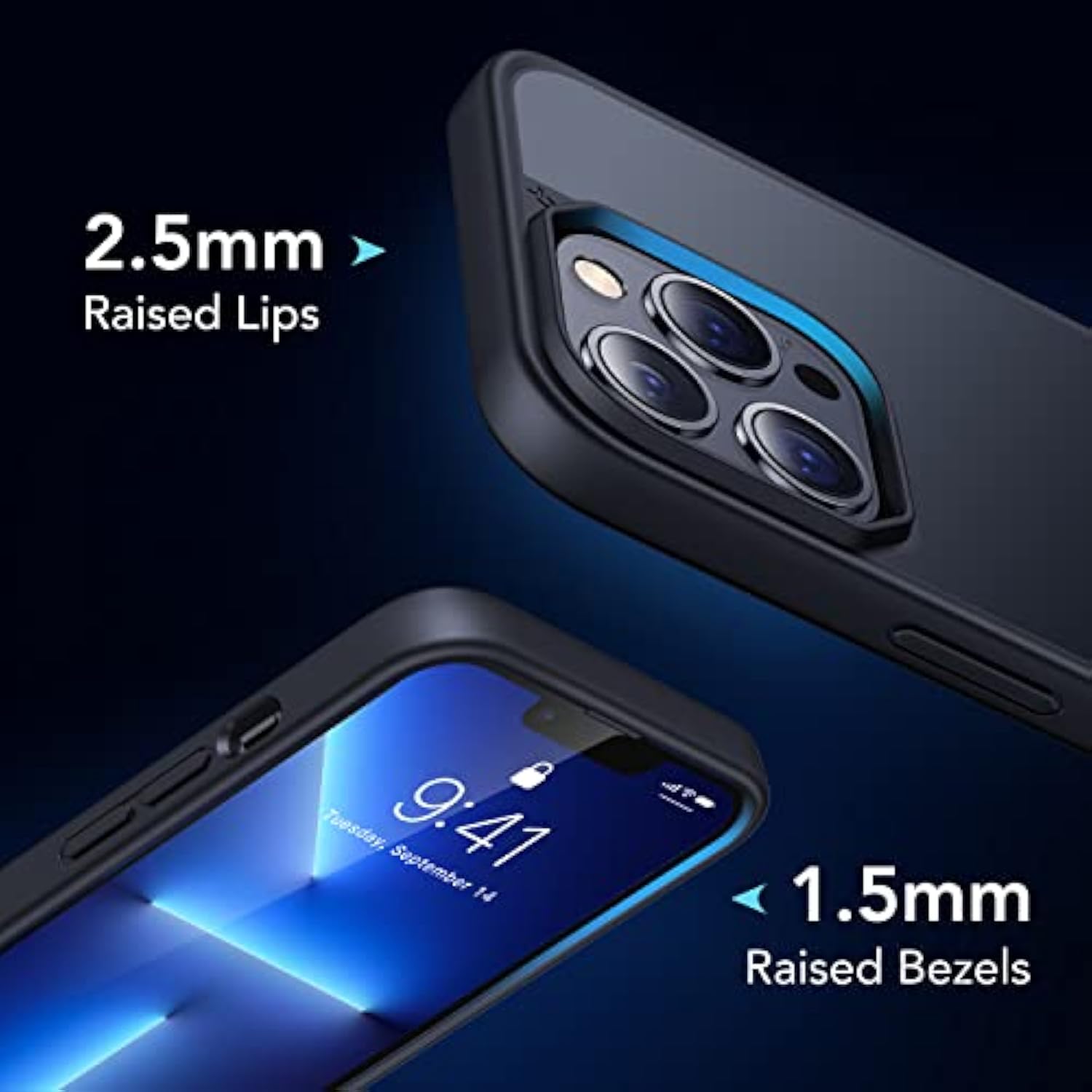 For 13 Pro Case Matte Shockproof, [10Ft Mil-Grade Drop Protection] [Never Yellow] Translucent Slim Cover Women Men For 13 Pro Phone Case, Frosted Black