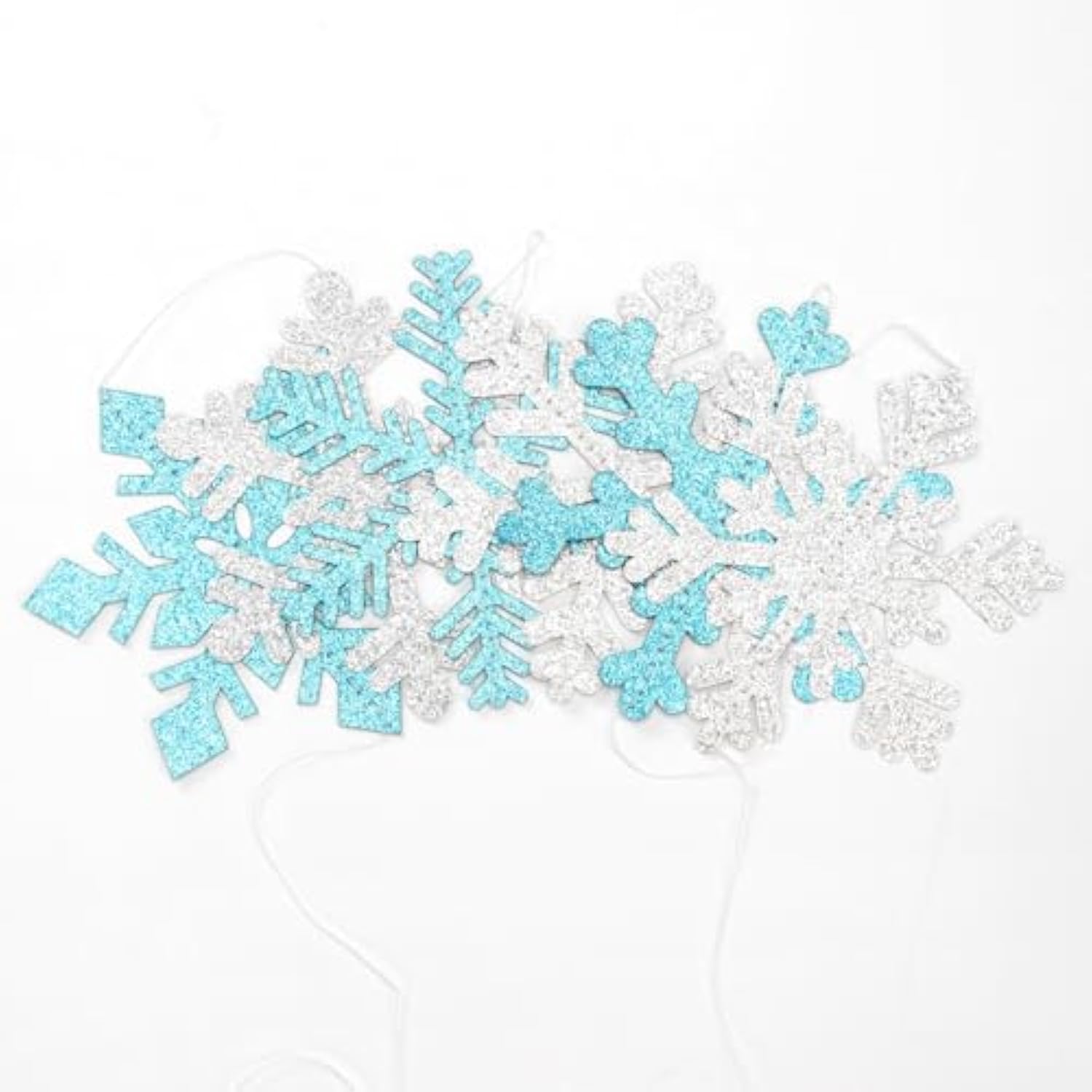 Snowflake-Snow Teal-Silver Christmas Party-Decorations Garland - 6Pcs Winter Wonderland Girl Frozen Birthday Hanging Decoration Streamers Banner, Snow White New Year Supplies Holiday Decor