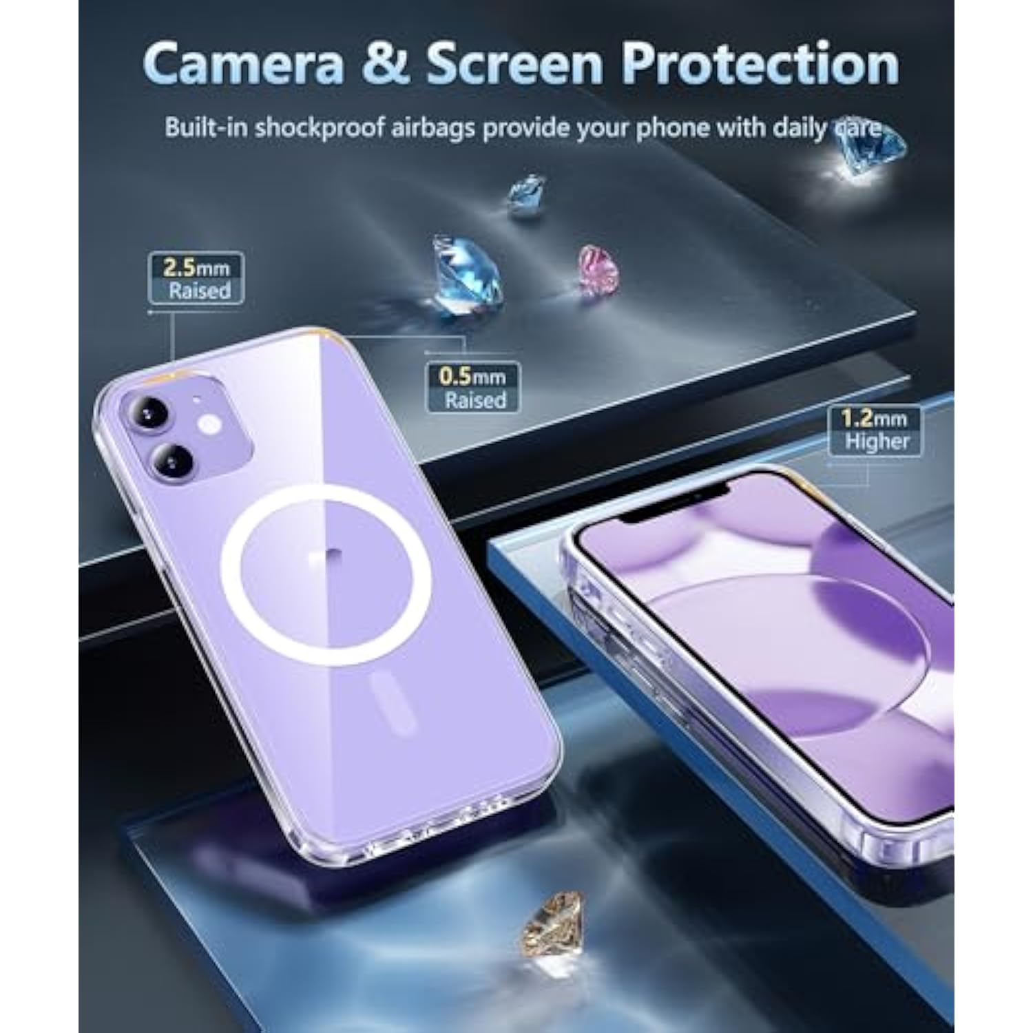 Clear Magnetic Shockproof iPhone 12/12 Pro Case Military Drop Protection