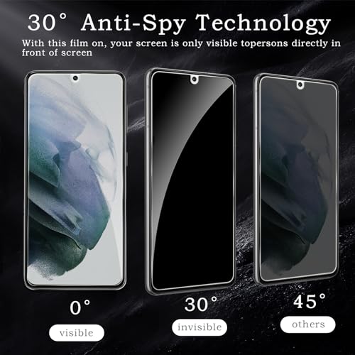 [2+2 Pack] Privacy Screen Protector for Samsung Galaxy S21 Plus, Anti-Spy Shatterproof Tempered Glass with Camera Lens Tempered Glass 9H Hardness