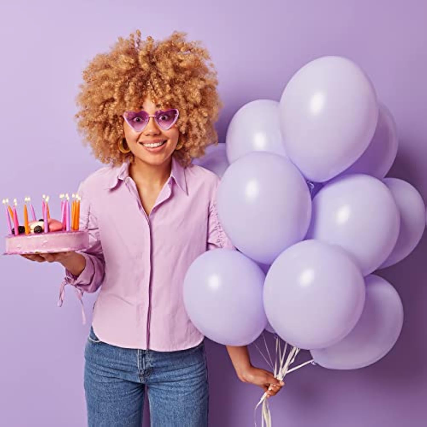 Pastel Purple Balloons Different Sizes 105Pcs 5/10/12/18 Inches For Garland Arch, Light Purple Latex Ballons For Birthday Baby Shower Wedding Lavender Balloon Party Decorations