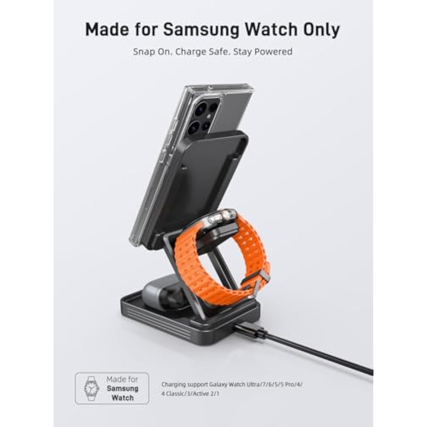 Magnetic Wireless Charger For Samsung, Aluminum Alloy 3 In 1 Magsafe Charging Station For Samsung Galaxy S25 Ultra/Z Fold7/Flip7/Buds, Qi2 Foldable Travel Watch Charger For Galaxy Watch 8/Ultra/7