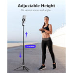 Magnetic Tripod For Iphone With Remote, 64’’ Extendable Phone Stand For Video Recording/Vlogging, N52 Strong Holder For Iphone 12-15/Android, Portable Travel Selfie Stick Tripod(Black)