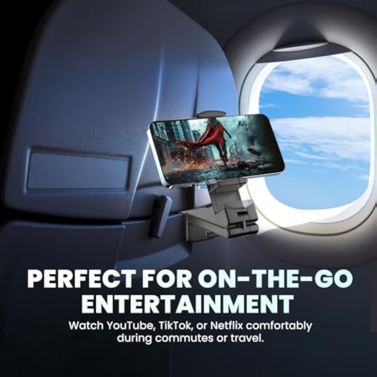 Airplane Phone Holder, 360° Rotation Travel Mount Clip, Portable Foldable Airplane Essentials Phone Holder For Tray Table, Travel Airplane Essentials For Women And Men And Toddlers, Voyage Gadget