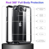 Compatible With Iphone 16E Case Waterproof, Built-In Screen & Camera Protector Ip68 Underwater Full Body 16Ft Military Dropproof Shockproof Phone Case For Iphone 16E 6.1"-Black/Clear