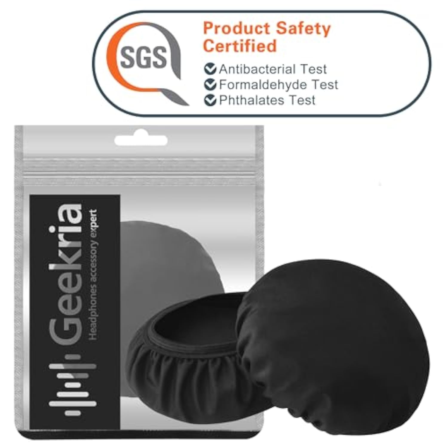Geekria 20 Pairs Flex Fabric Headphone Covers (- Product Safety Certified -), Washable & Stretchable Sanitary Ear Protectors for Over-Ear Headsets, Sweat-Resistant (M/Black)