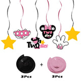 Oh Twodles Birthday Swirls Streamers - Cheers To Girls 2Nd Birthday Kids Two Years Old Mouse Theme Party Hanging Decorations.