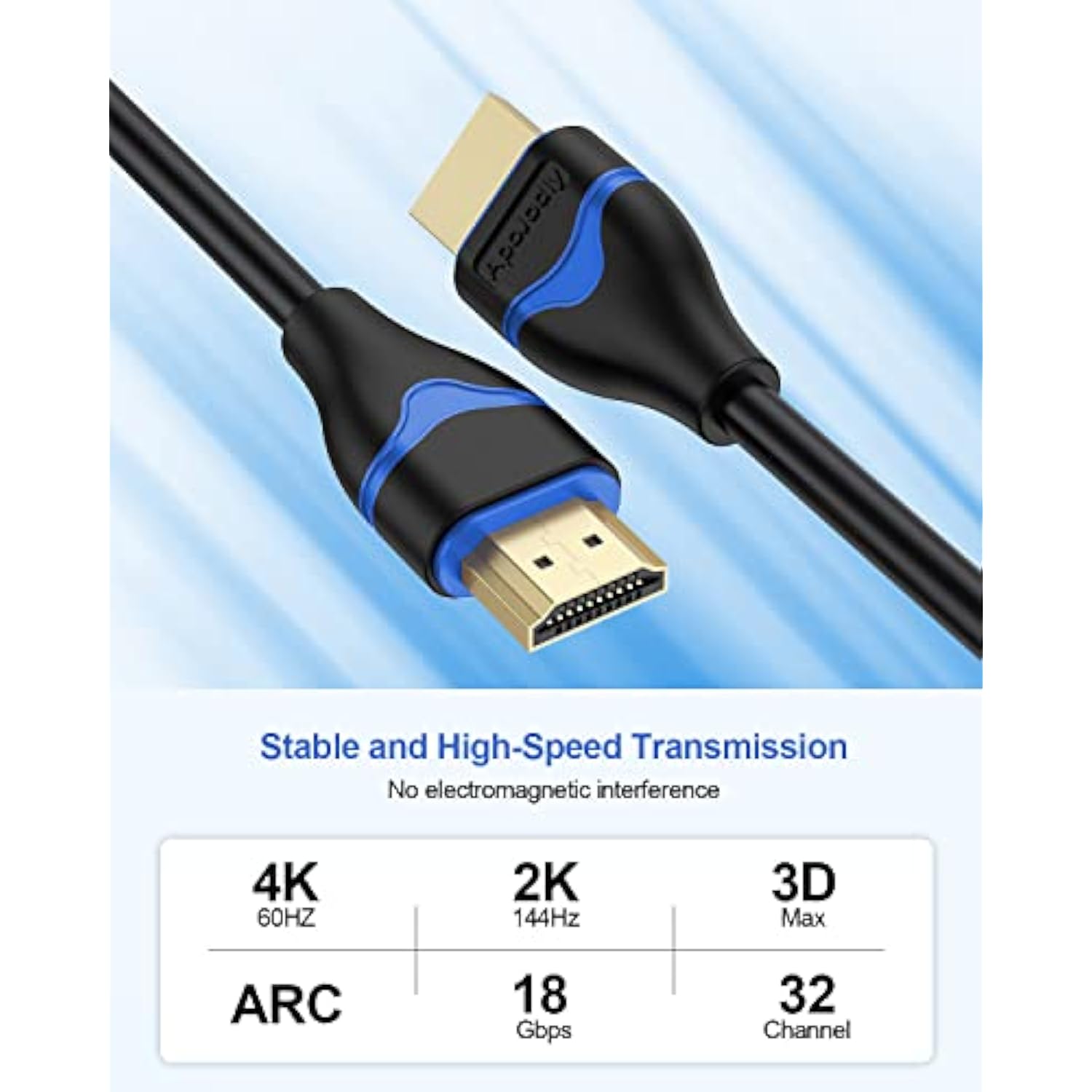 4K Hdmi Cable 6.6Ft 2-Pack, Hdmi To Hdmi Cable High Speed Hdmi Cord 2.0 Ultra