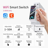 Smart Wifi Switch, 1P+N Ac90-240V 1-50A, Smart Life/Tuya App Remote Control, With Power Monitoring, Export/Clear Power Data, Din Rail Mounted, With Lcd Display, Recloser Function, Fcc Certified