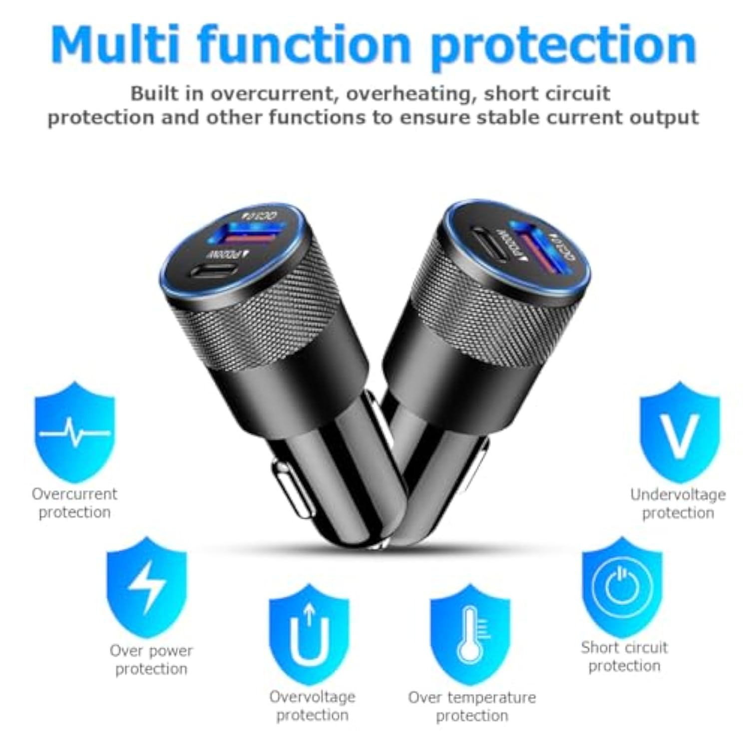2Pack Usb C Car Fast Charger, Pd 38W 3.1A 2 Port Auto Quick Charger Adapter, Aluminum Metal Body Vehicle Fast Charging, Car Interior Accessories Fits For Iphone, Samsung Galaxy, And More