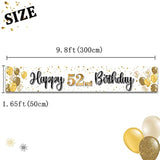 Happy 52Nd Birthday Decorations,52Nd Gold Balloon Large Birthday Hanging Banner Sign,52 Years Old Bday Party Supplies.