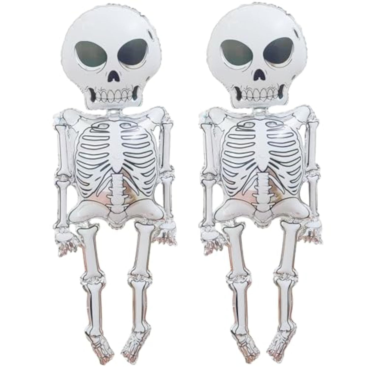 2Pcs 34x62" Scary Skeleton Foil Balloons - Life-Size Skull for Halloween & Haunted House