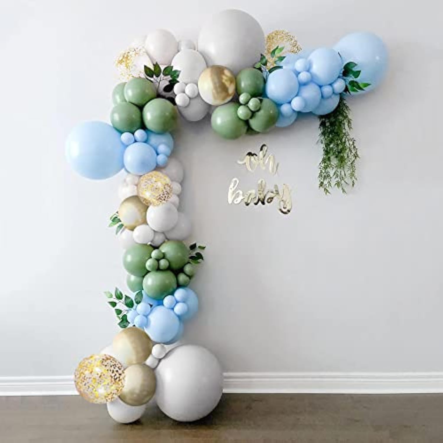 Sage Green And Blue Balloon Garland Kit With Arch Kit, 18 10 5 Inch Ba