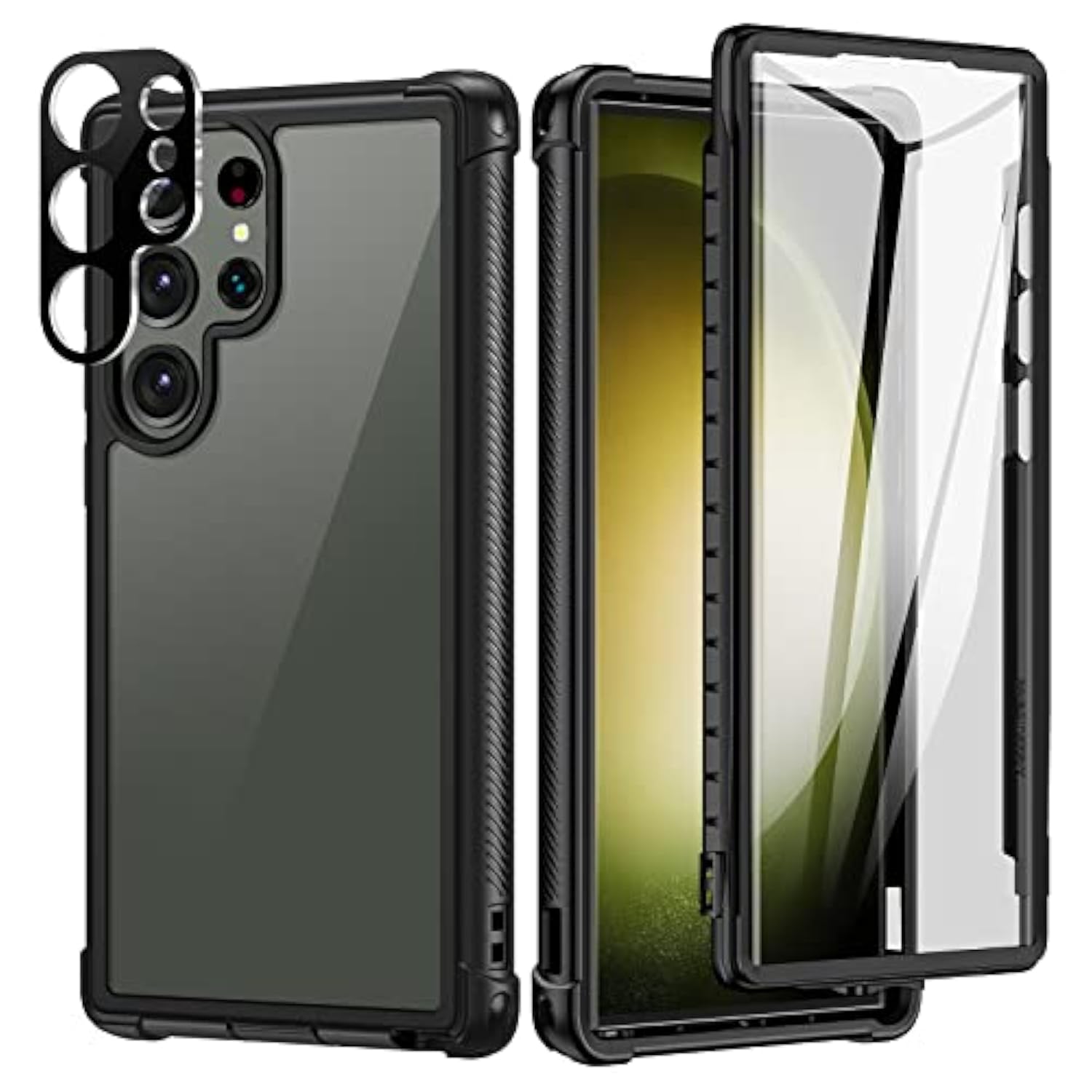Designed For Samsung Galaxy S23 Ultra Case, Full Body Shockproof Cover, With Built-In Screen Protector Slim Fit Protective Case For S23 Ultra 6.8", Black