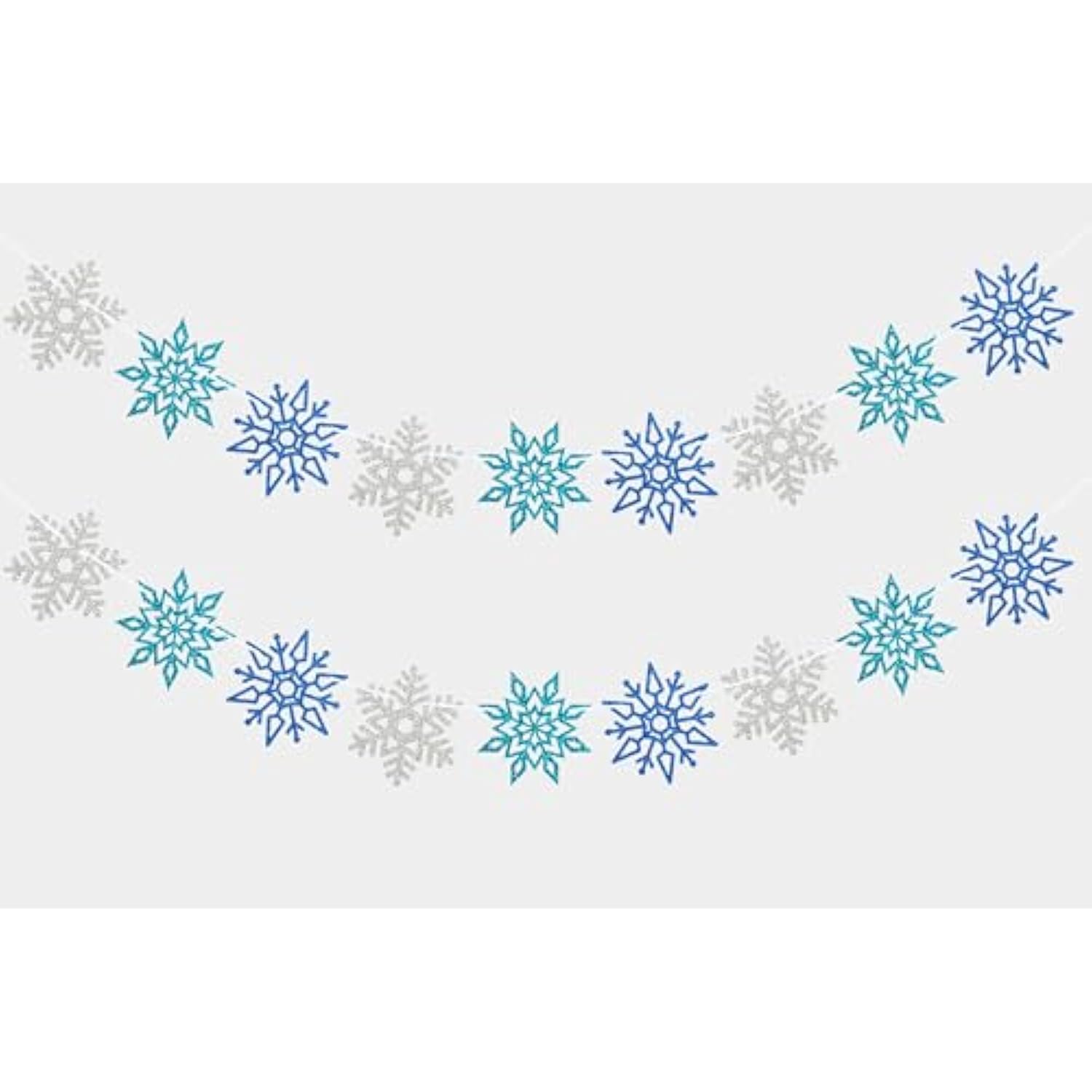 2 Pieces Snowflake Garland Banner Christmas Hanging Decorations, Winter Wonderland Decorations Frozen Birthday Party Supplies, Paper Snowflake Streamer For Holiday New Year Party Home Decor