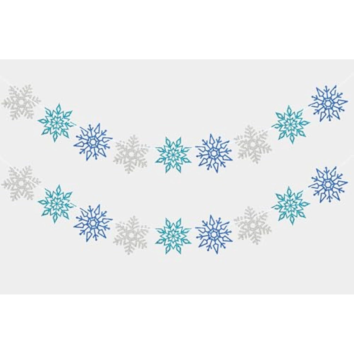 2 Pieces Snowflake Garland Banner Christmas Hanging Decorations, Winter Wonderland Decorations Frozen Birthday Party Supplies, Paper Snowflake Streamer For Holiday New Year Party Home Decor
