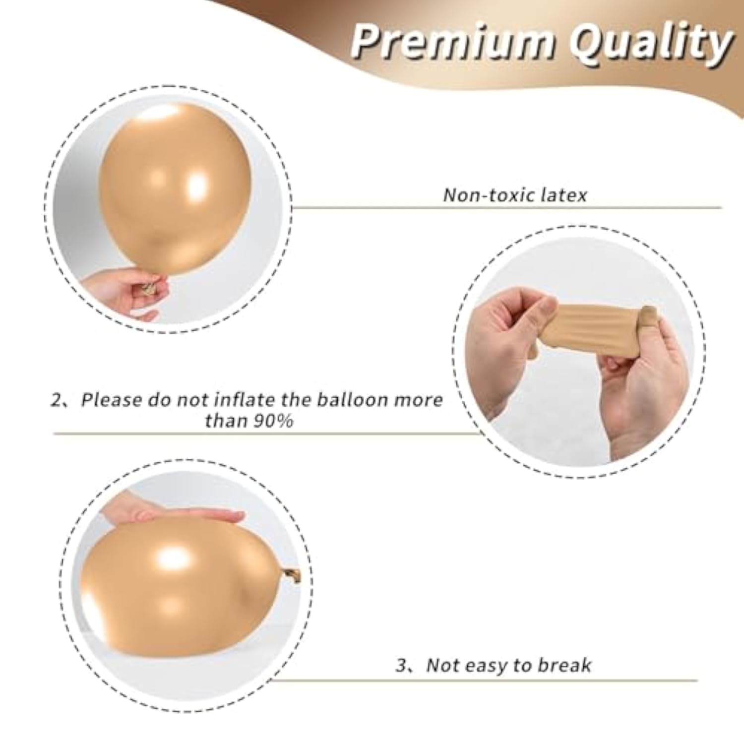 12" Retro Brown, Cream & Gold Balloons – Boho Party Decor for Birthday, Wedding and More