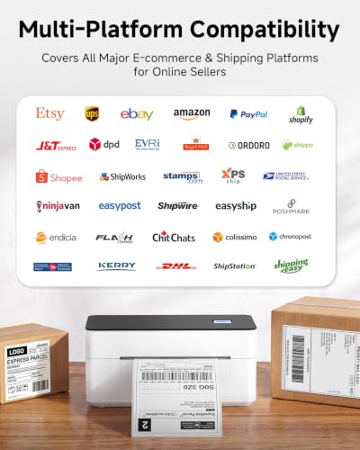 Bluetooth Thermal Label Printer 4X6, Compatible With Windows/Mac/Android/Ios, High-Speed 4X6 Label Printer For Usps, Ups, Ebay, Etsy, Shopify, Poshmark, Inkless Printing