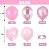 Pink Balloons Set, 60 Packs 12 Inch Metallic Chrome Pink Pearl Macaron Light Pink Different Shades Balloons For Girl Women Birthday Decorations, Wedding, Christening, Baby Shower Party