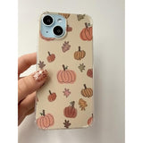 Watercolor Pumpkin Fall Leaves Case Compatible With Iphone 15, Cute Halloween Vibe Case For Iphone 15