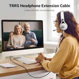 UGREEN Headphone Extension Cable 4 Pole TRRS 3.5mm Extension with Microphone Male to Female Stereo Audio Cable Gold Plated Nylon Braided Compatible with iPhone iPad Smartphones Media Players, 3.3FT