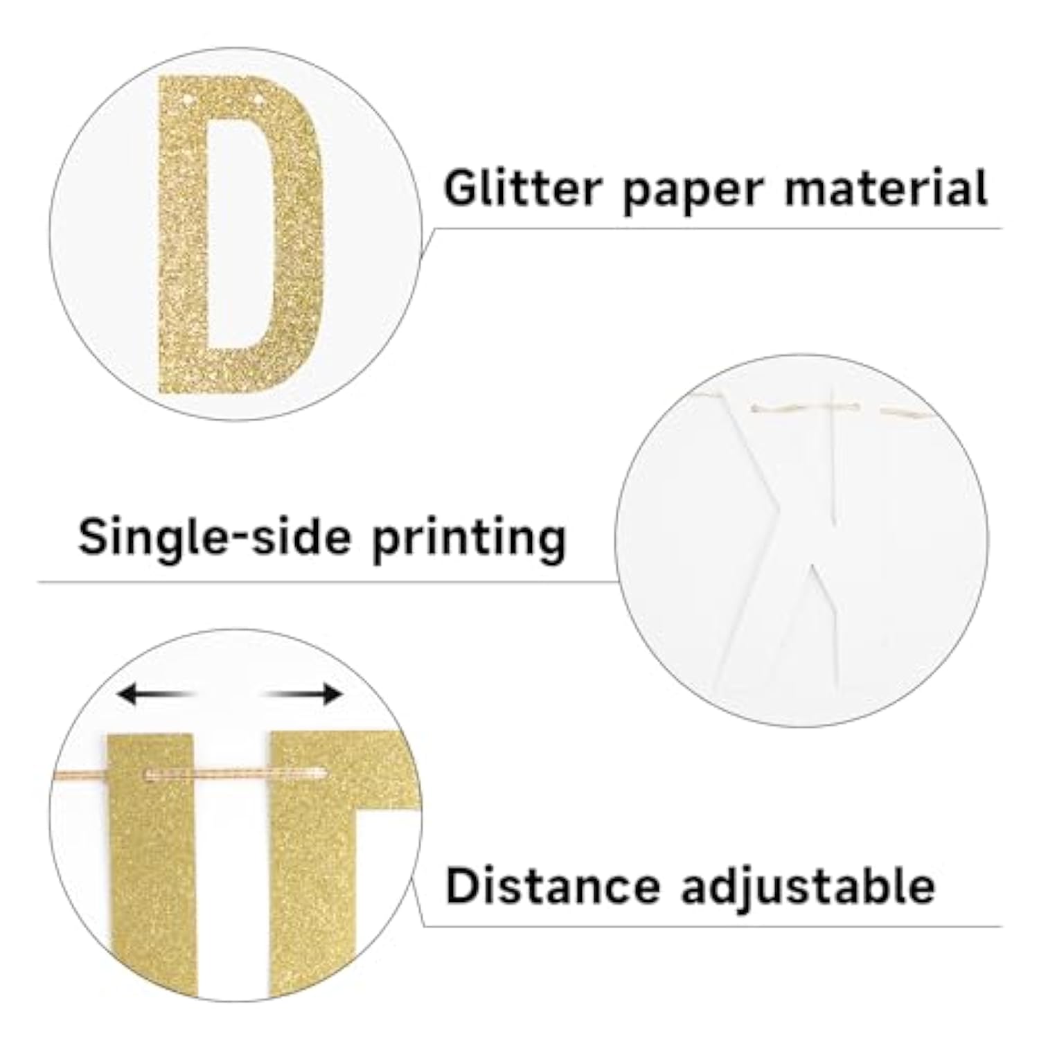 Pre-Strung Drink Up Witches Banner Gold Glitter Halloween Sign Garland for Indoor Outdoor Decor