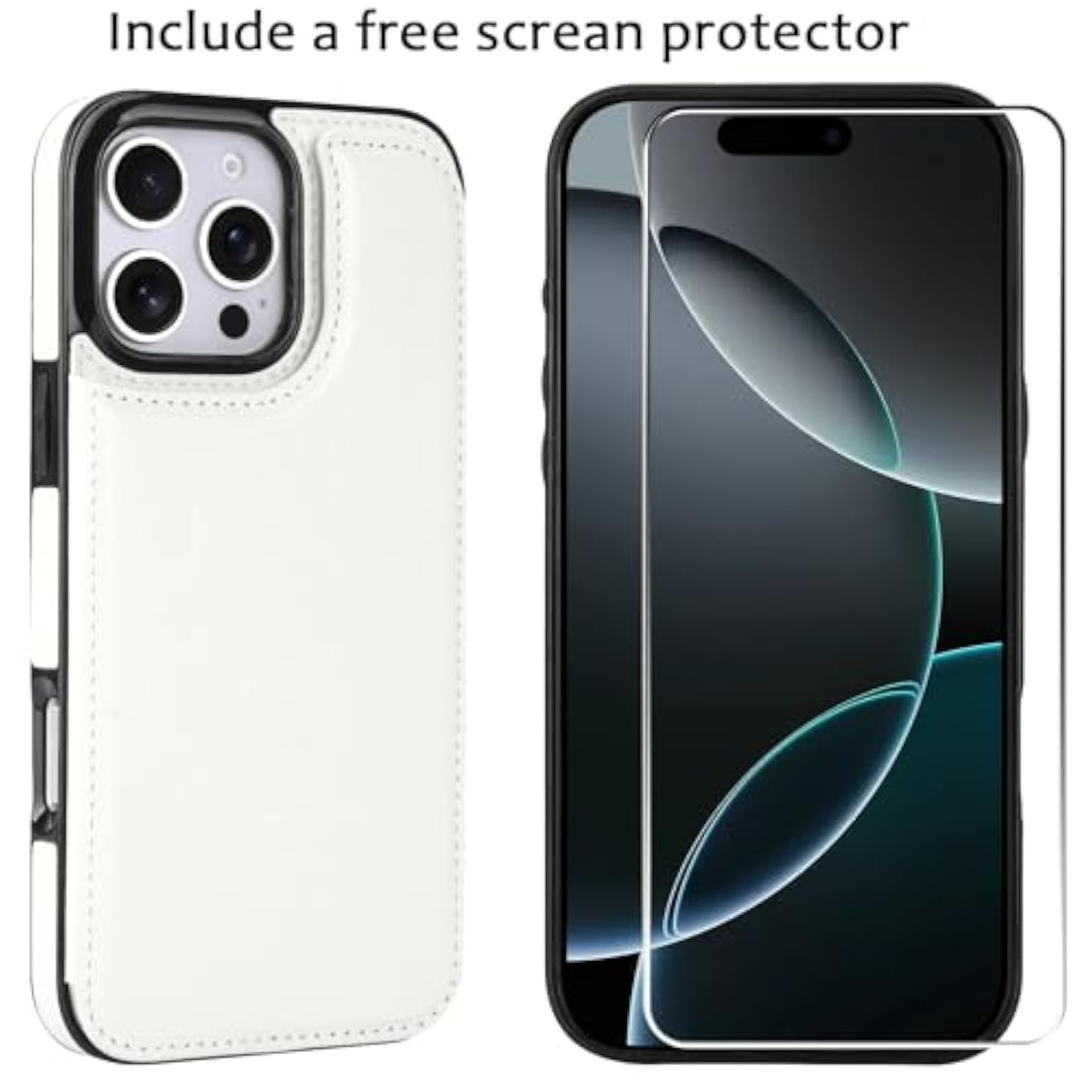 Wallet Case Compatible With Iphone 16 Pro, Slim Protective Case With Card Holder,Premium Pu Leather Kickstand Card Slots Case With Double Magnetic Clasp For Iphone 16 Pro 6.3“-White
