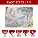 Poinsettia Cardinal Winter Tablecloth 60x84 Inch Washable Christmas Decor